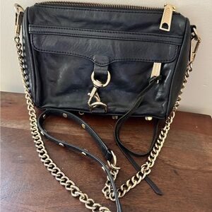 Black Leather Chain Strap Bag Rebecca Minkoff
